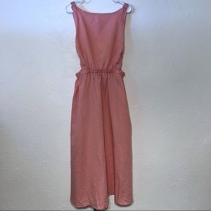 Petal + Pup White Esther Linen/Cotton Blend A-line Open Back Midi Dress